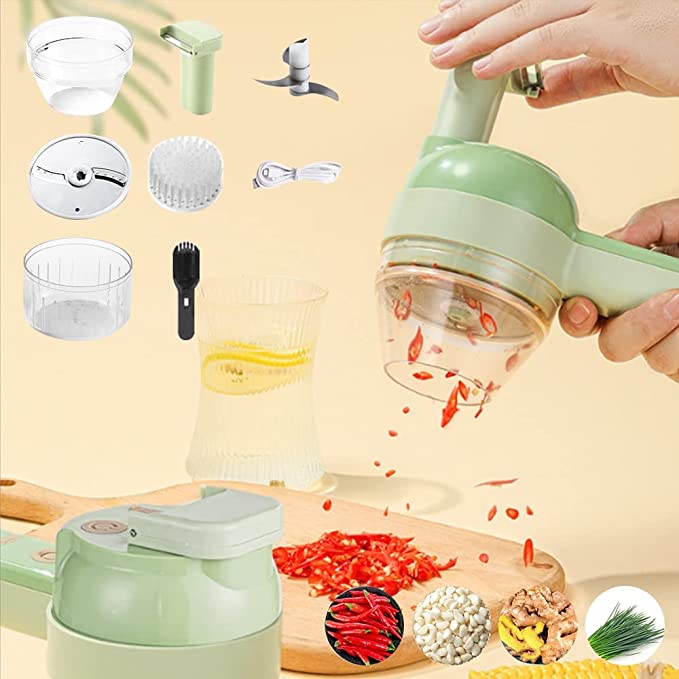 Mini coupe-légumes électrique 4 en 1, hachoir à légumes portable sans fil
