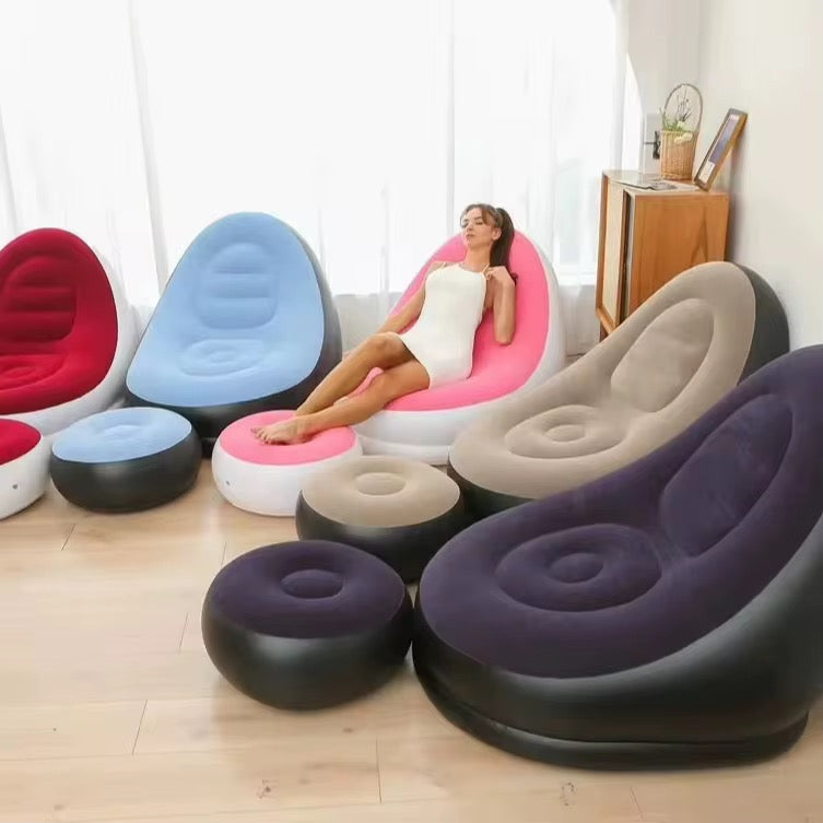 Canapé gonflable avec repose-pieds, style européen et américain
