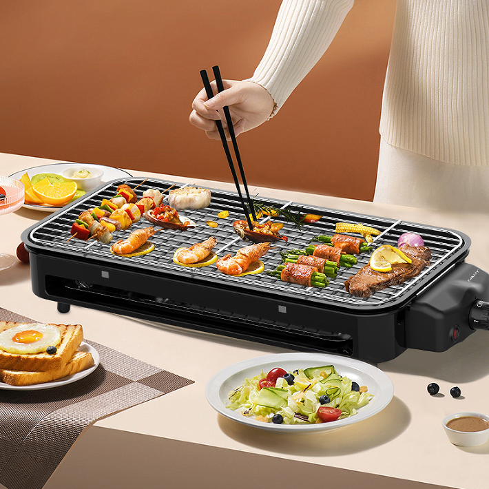 Gril de barbecue électrique 2 à 1 sans fumée