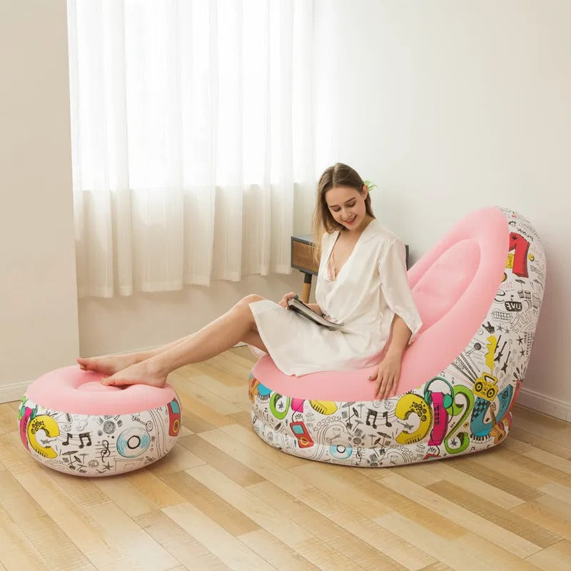 Canapé gonflable avec repose-pieds, style européen et américain