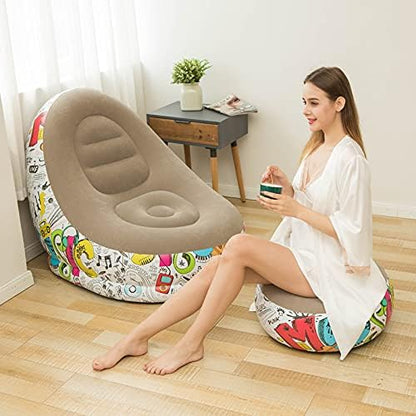 Canapé gonflable avec repose-pieds, style européen et américain